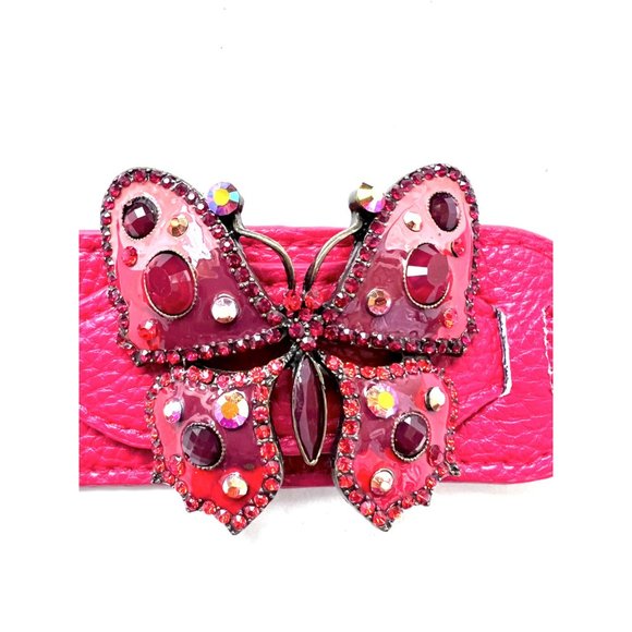 RED Butterfly SHAPED/DESIGN Vegan Leather Bracelet - Picture 4 of 4